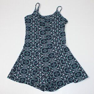 Margie Girl's Abstract Flower Print Sleeveless Short Romper size M NWT